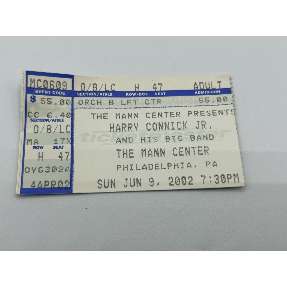 6/9/2002 Harry Connick Jr At The Mann Center Concert Ticket Philly, PA‎